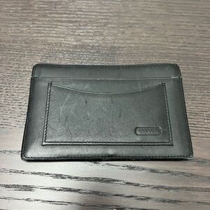 COACH VINTAGE BLACK SKINNY MINI LEATHER PORTFOLIO